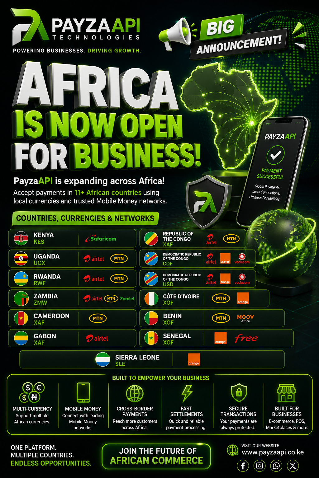🌍 BIG ANNOUNCEMENT: PAYZAAPI IS EXPANDING ACROSS AFRICA!