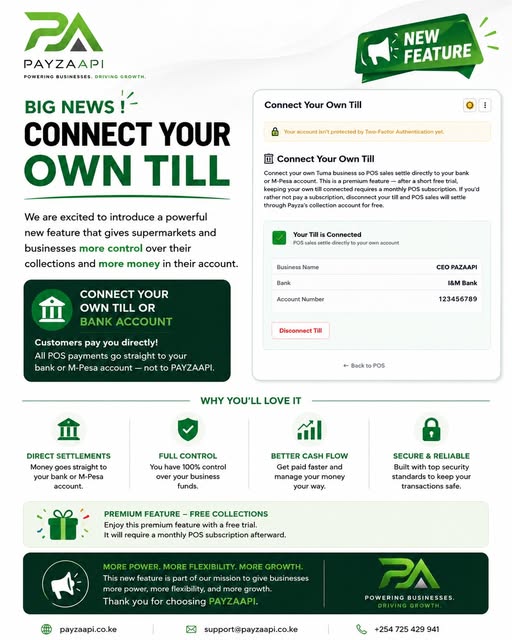 New Feature Announcement: Connect Your Own Till or Bank Account to PAYZA POS