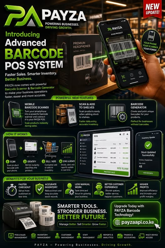 PAYZA Introduces Advanced Barcode POS Technology: Faster Sales, Smarter Inventory Management