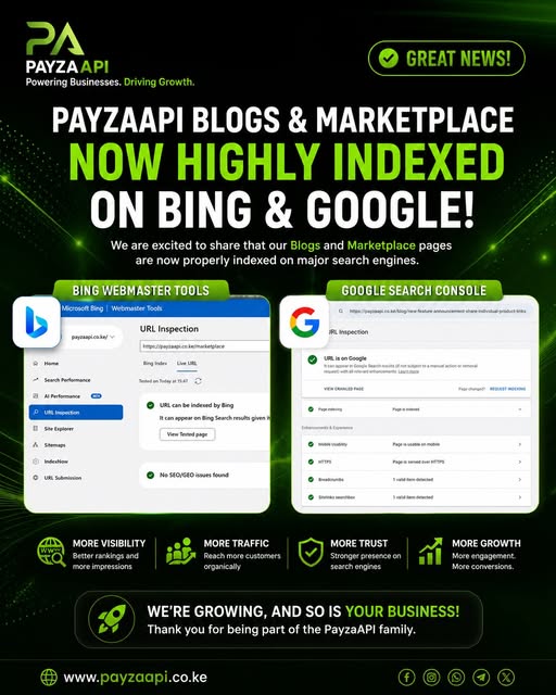 PAYZAAPI Blogs & Marketplace Now Indexed by Google and Bing: What It Means for Your Business